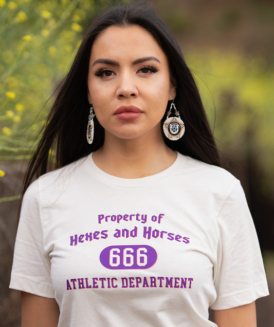 Hexes and Horses Athletic Department tee -- White