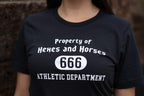 Hexes and Horses Athletic Department tee -- Black