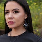 Hexes & Horses Beaded Earring -- Black & Gold