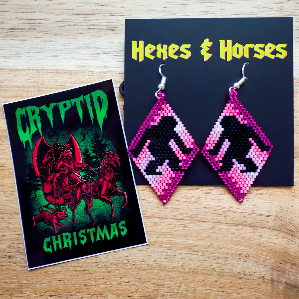 BigFoot Beaded Earring - Purple & Pink