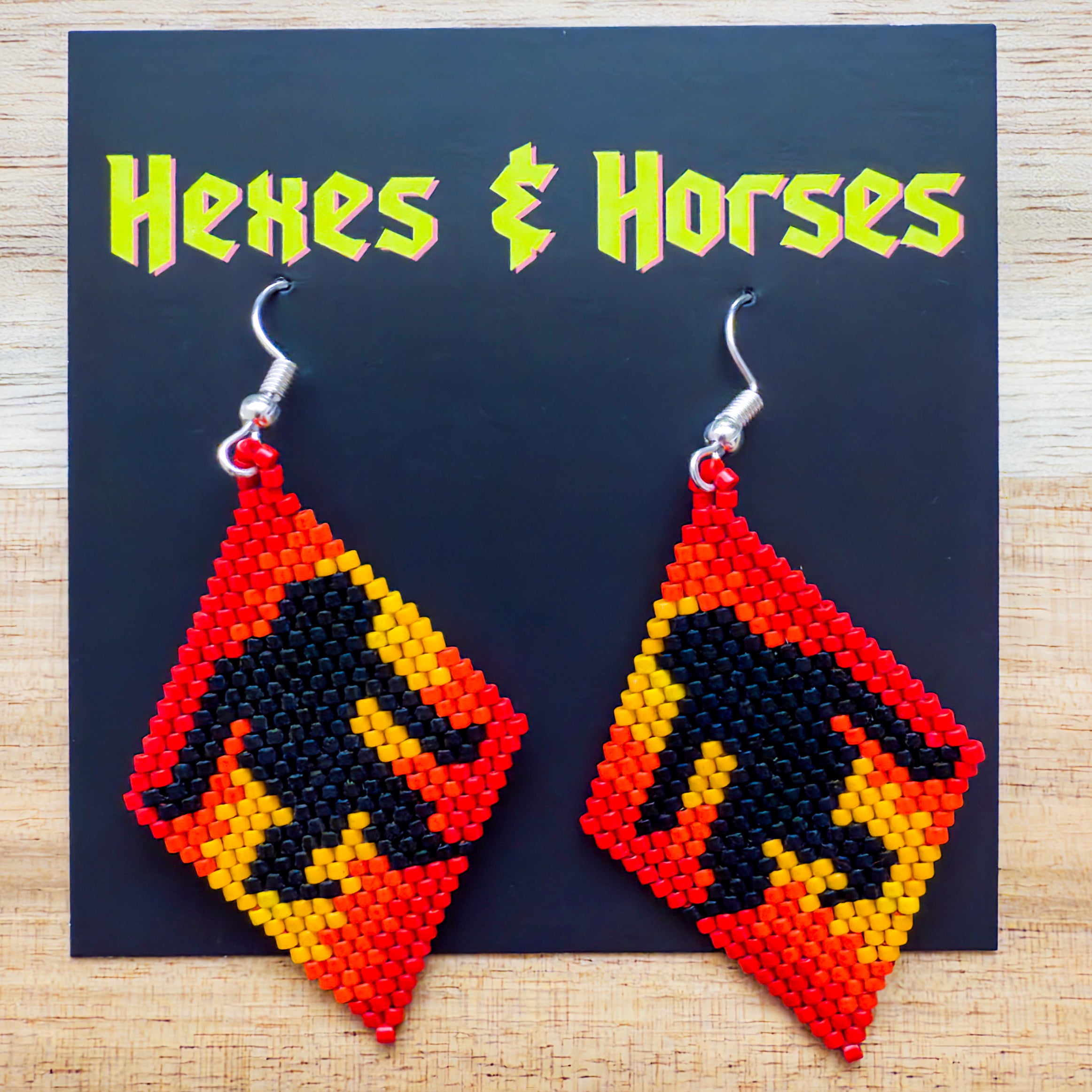 BigFoot Beaded Earring - Red & Orange