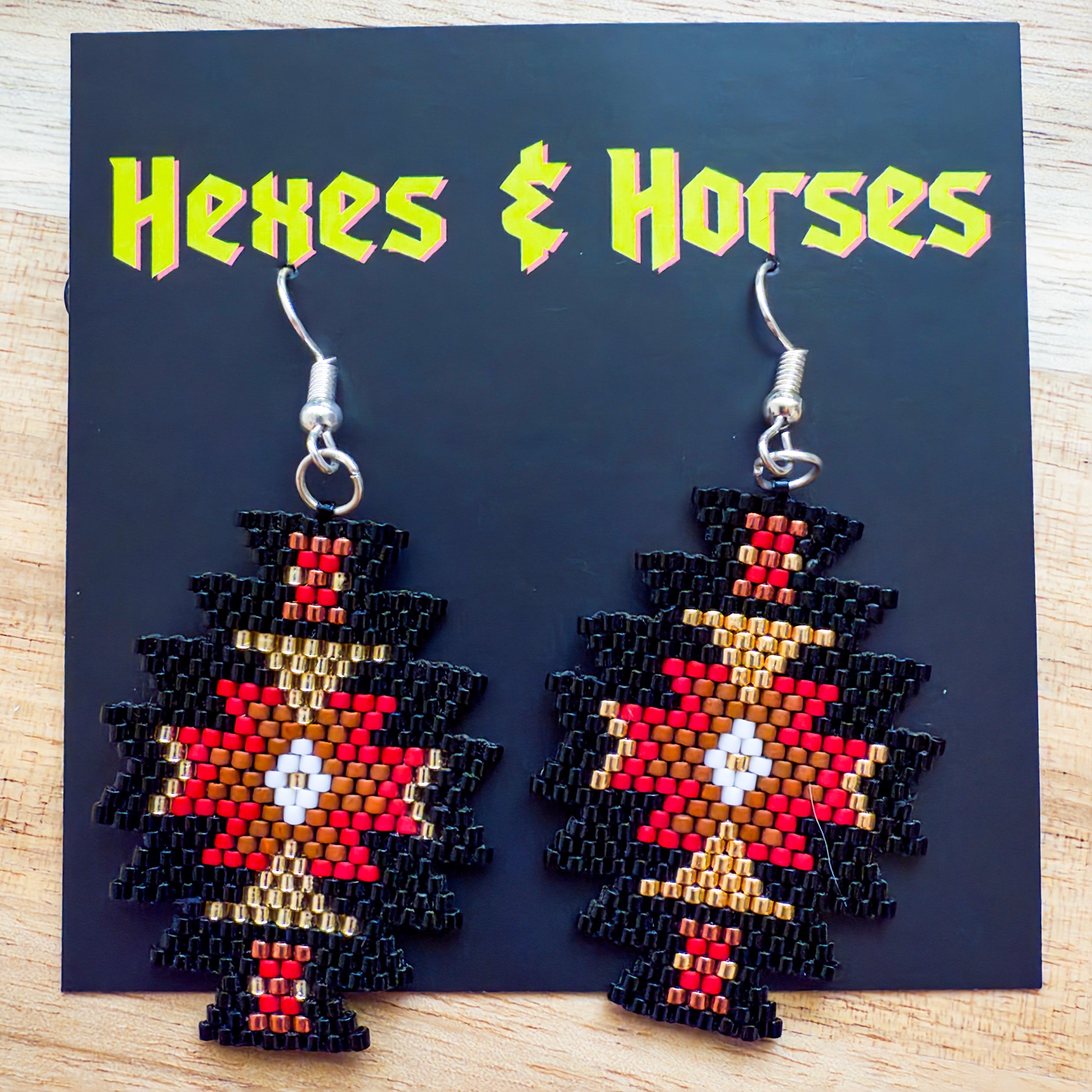 Geometric Beaded Earring - Black