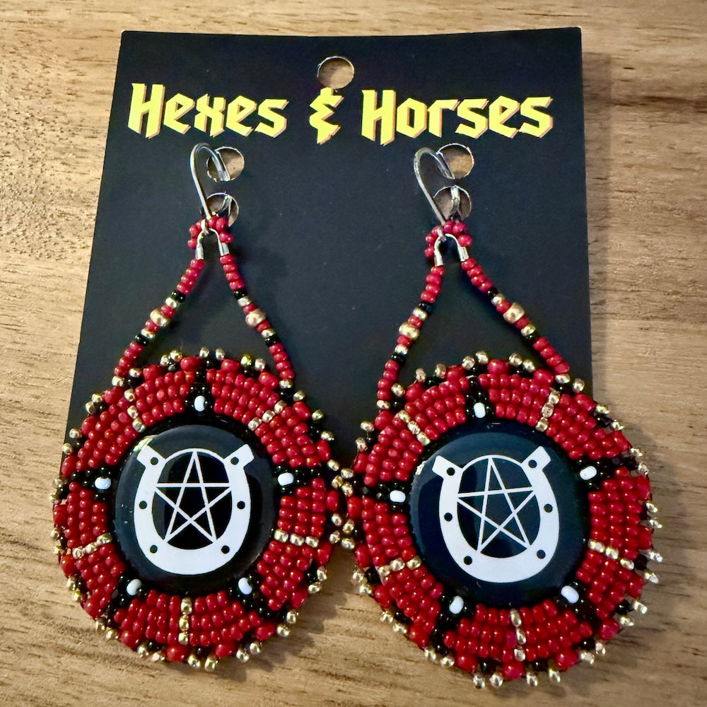 Hexes & Horses Beaded Earring -- Red