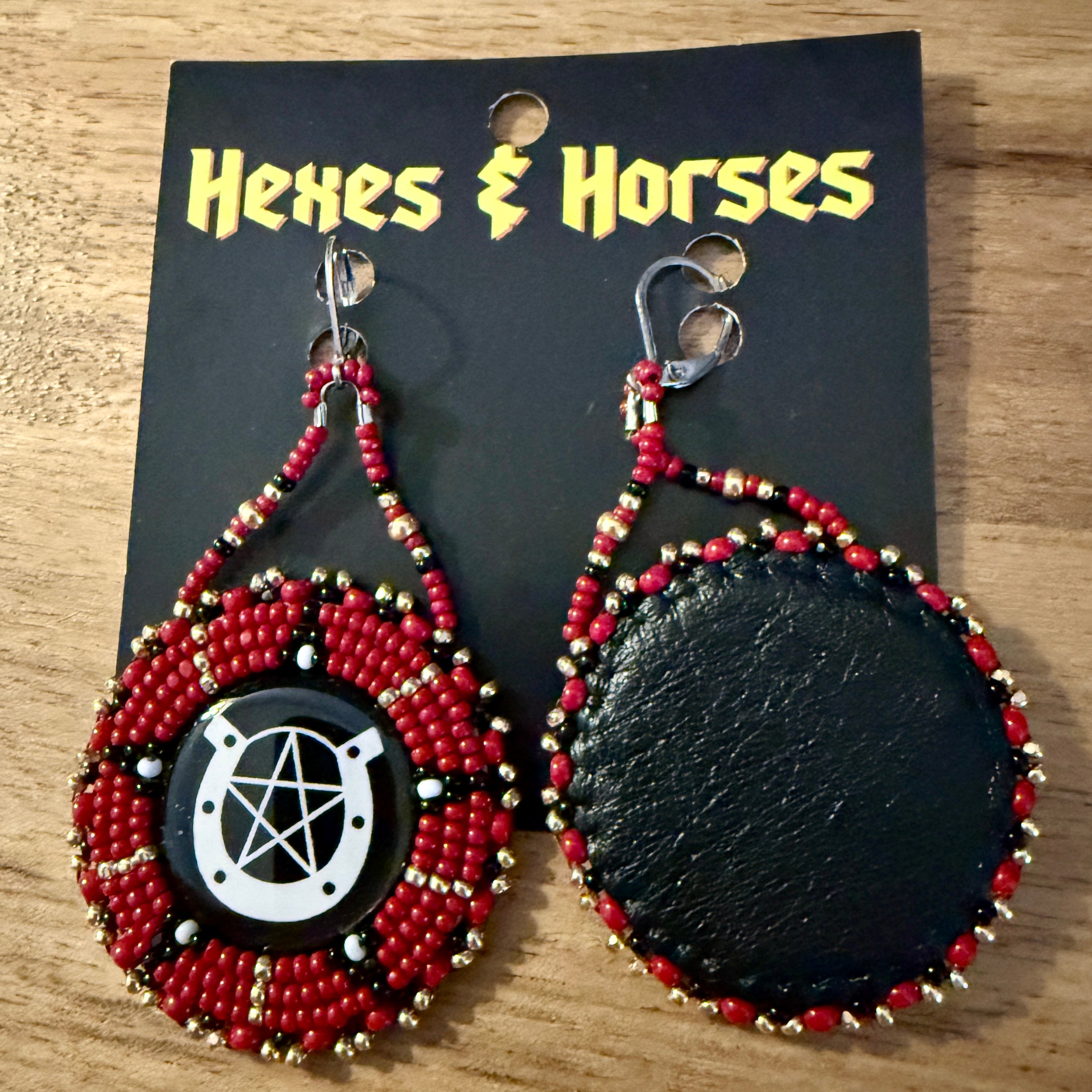 Hexes & Horses Beaded Earring -- Red