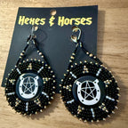 Hexes & Horses Beaded Earring -- Black & Gold