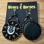 Hexes & Horses Beaded Earring -- Black & Gold